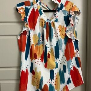 Colorful' Ruffle Sleeve Top